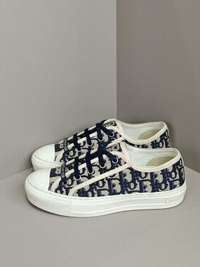Dior Navy & Cream Monogram Low-Top Sneakers